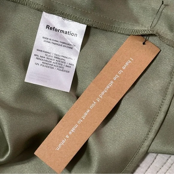 Reformation Hensley Ruched Artichoke Green Midi Dress Sz 12 - Picture 4 of 11